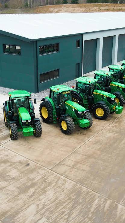 Tractors lined up at the Ironhide Tractor & Equipment lot
